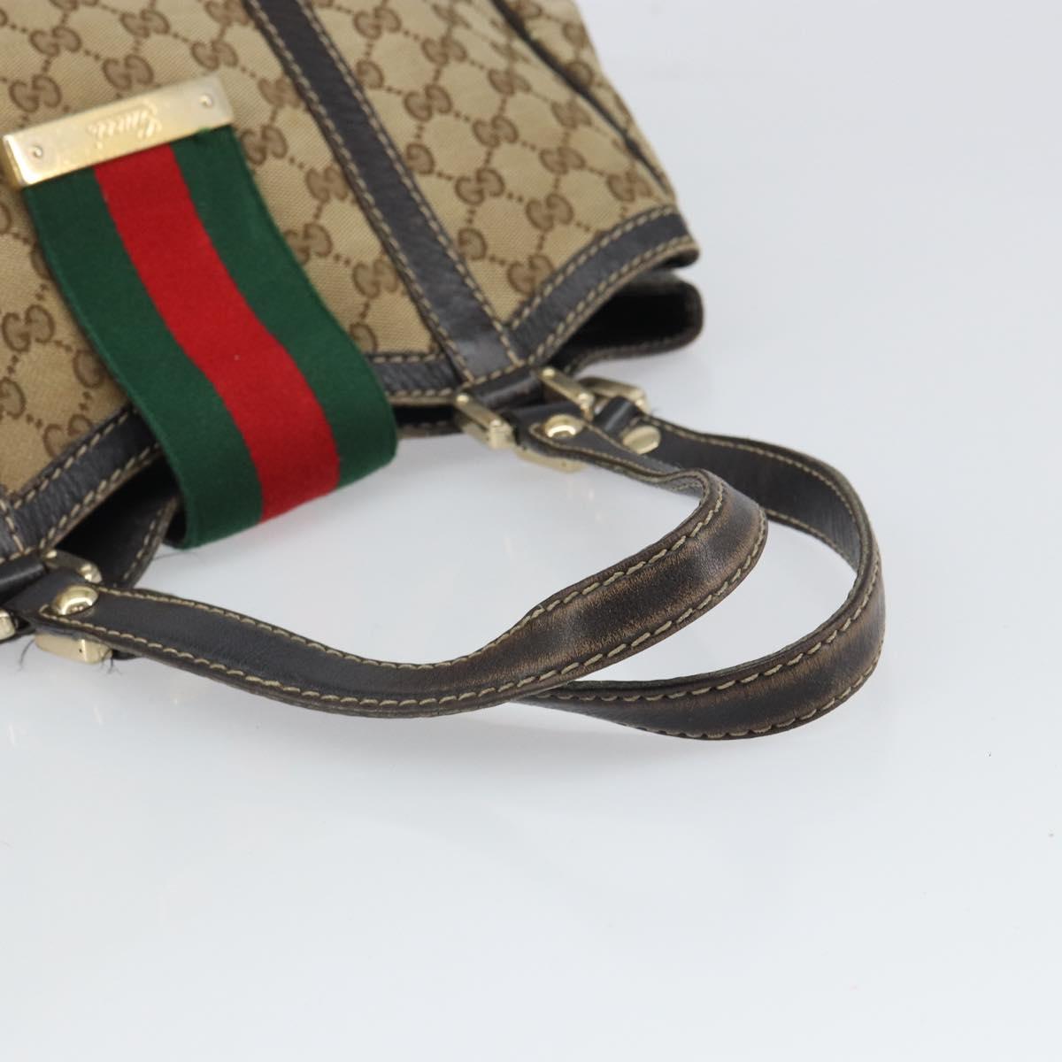 GUCCI GG Canvas Web Sherry Line Tote Bag Red Gold 233609 Auth gh1730