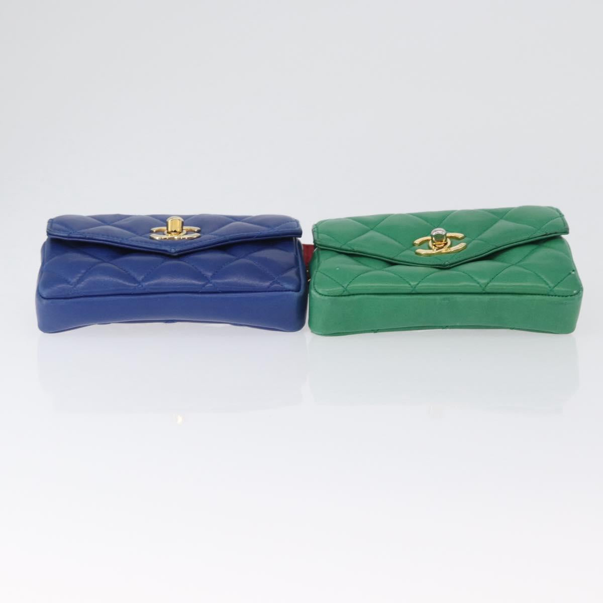 CHANEL Matelasse Waist bag Leather Multicolor Gold CC Auth gh1735