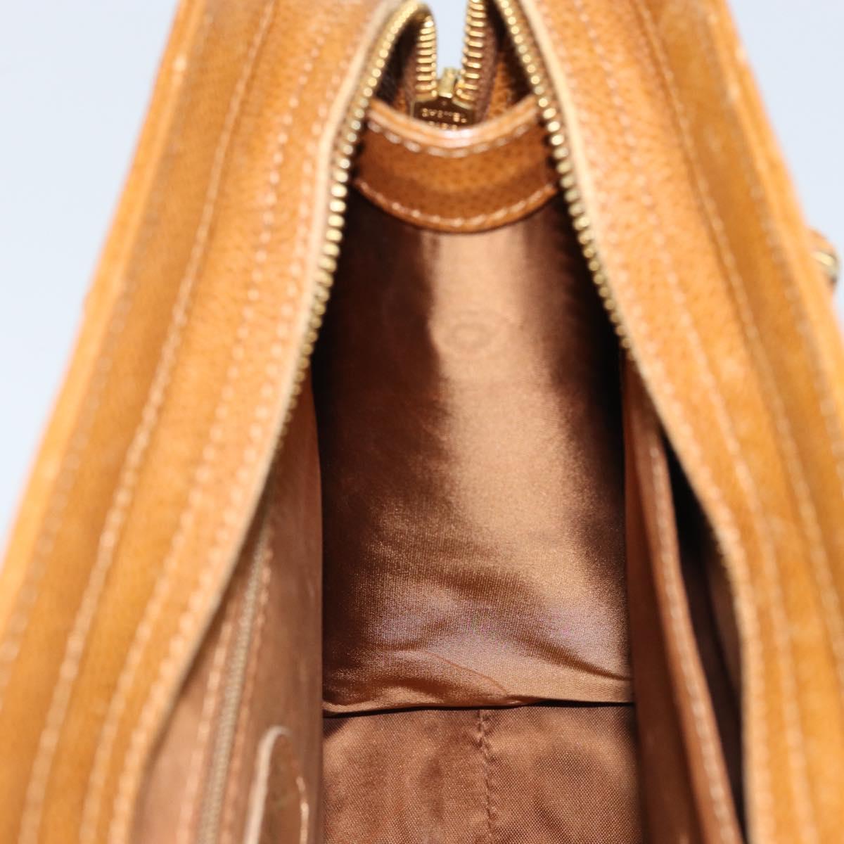CHANEL Chain Tote Bag Caviar Skin Gold Brown CC Auth gh1738
