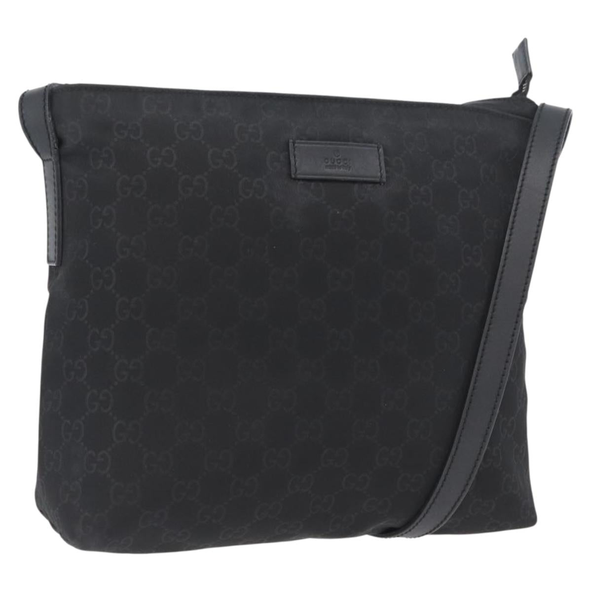 GUCCI GG Canvas Shoulder Bag Nylon Black Silver 314529 Auth gh1748