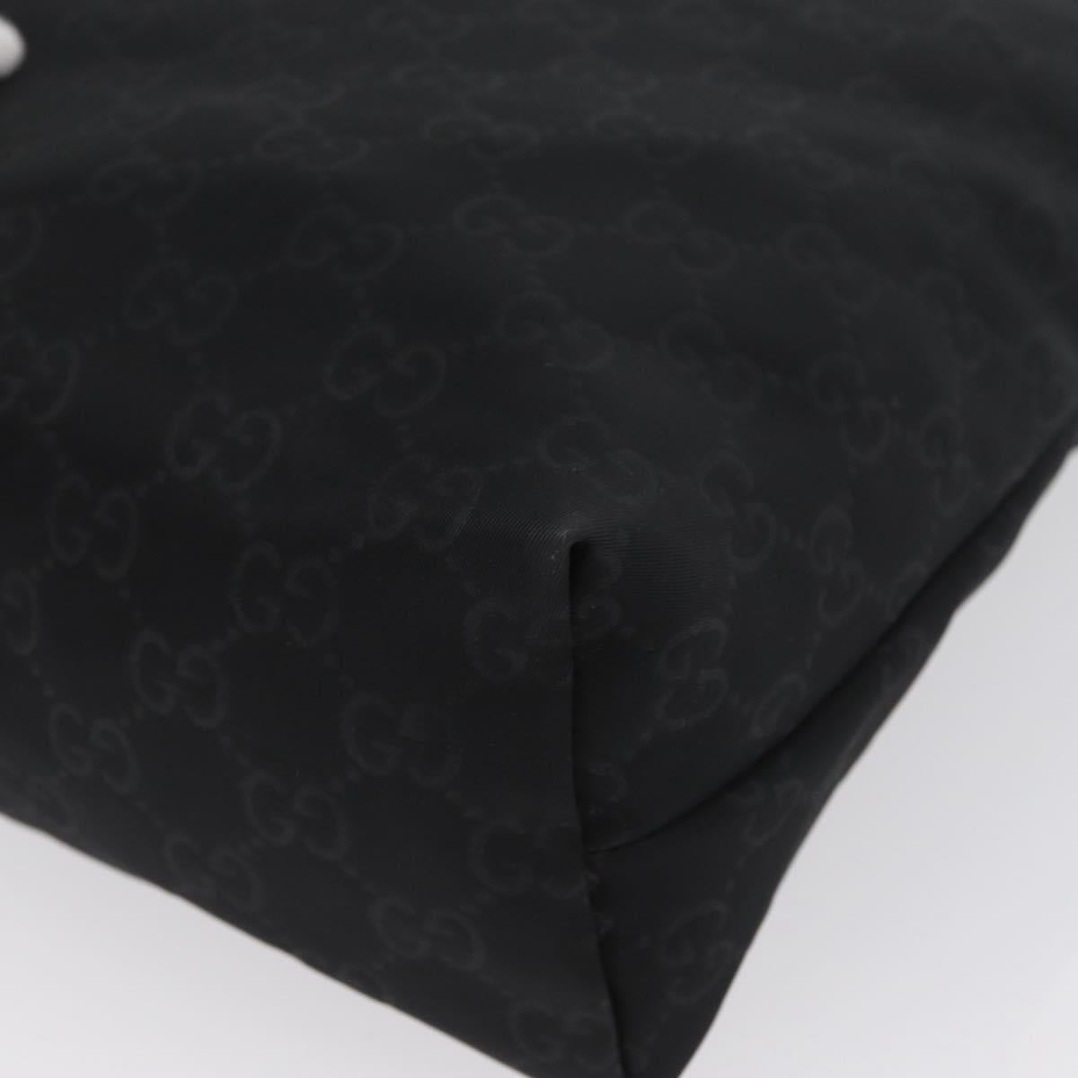 GUCCI GG Canvas Shoulder Bag Nylon Black Silver 314529 Auth gh1748