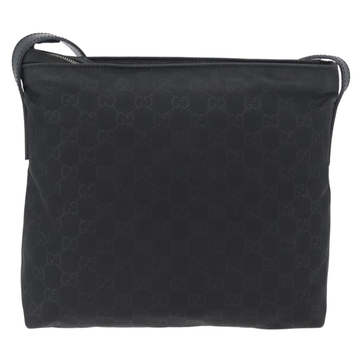 GUCCI GG Canvas Shoulder Bag Nylon Black Silver 314529 Auth gh1748