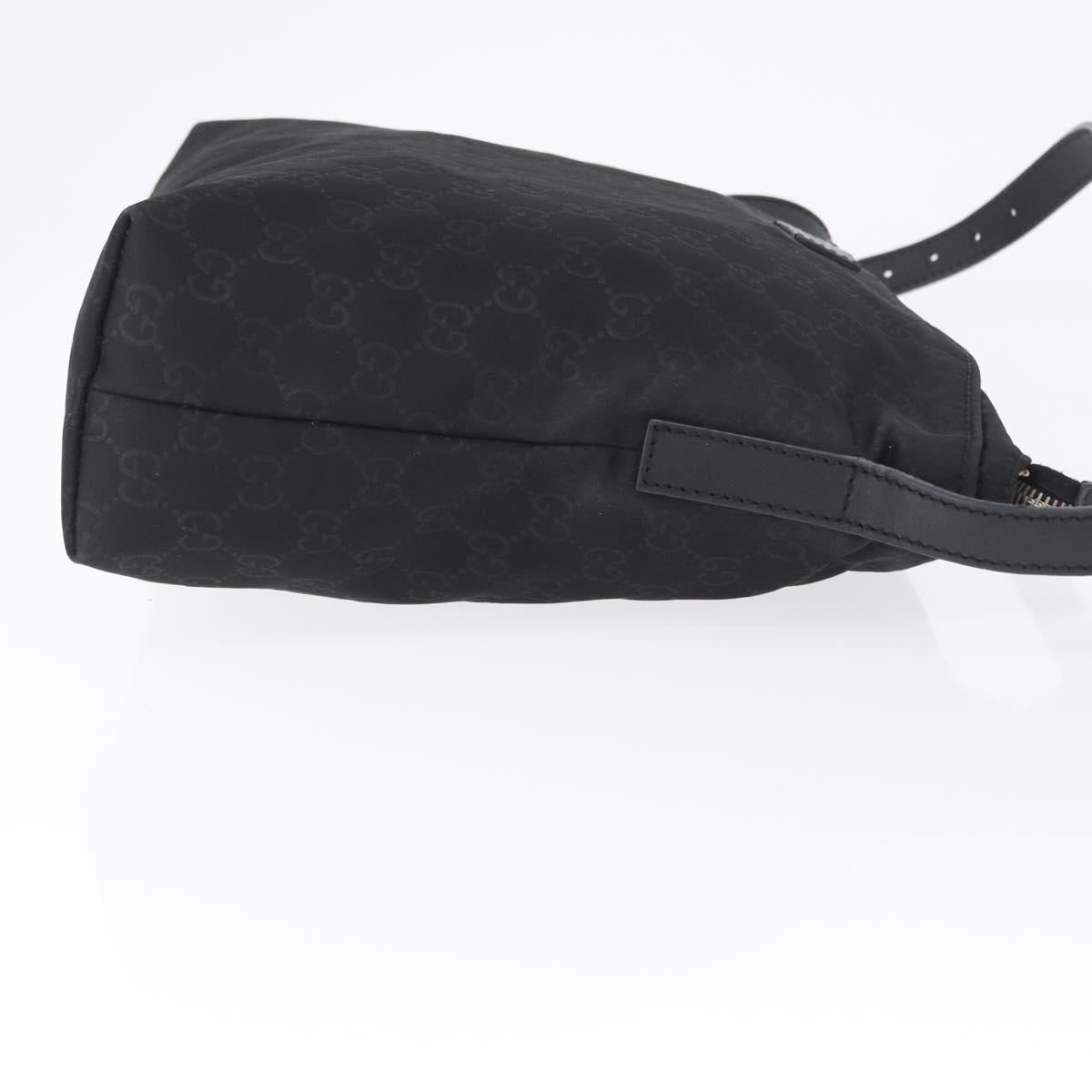 GUCCI GG Canvas Shoulder Bag Nylon Black Silver 314529 Auth gh1748