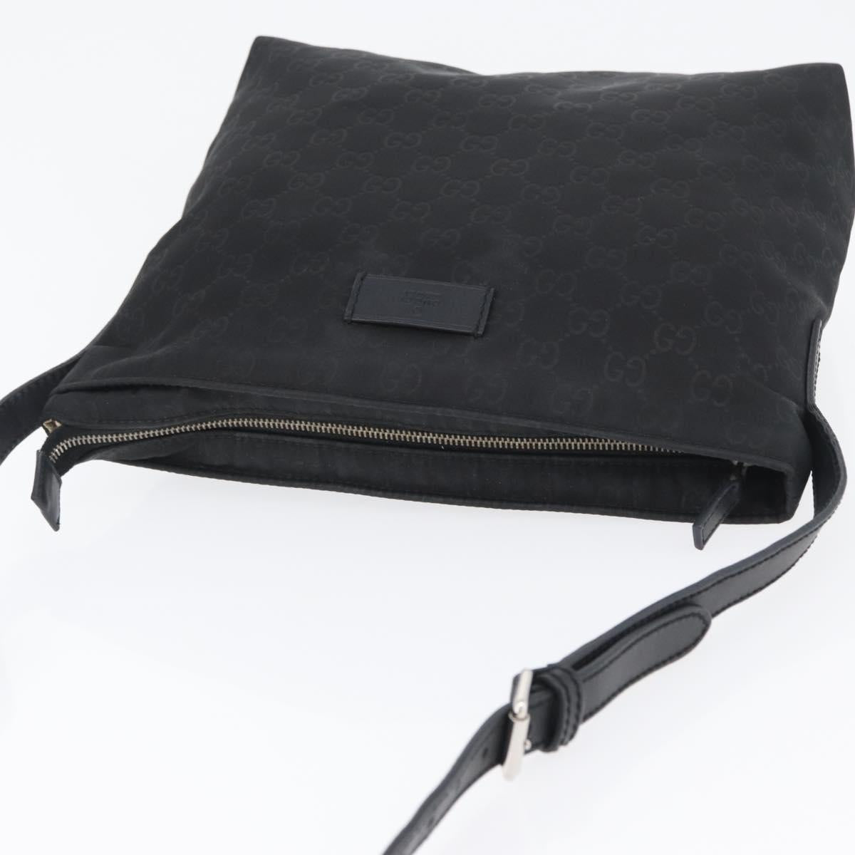 GUCCI GG Canvas Shoulder Bag Nylon Black Silver 314529 Auth gh1748