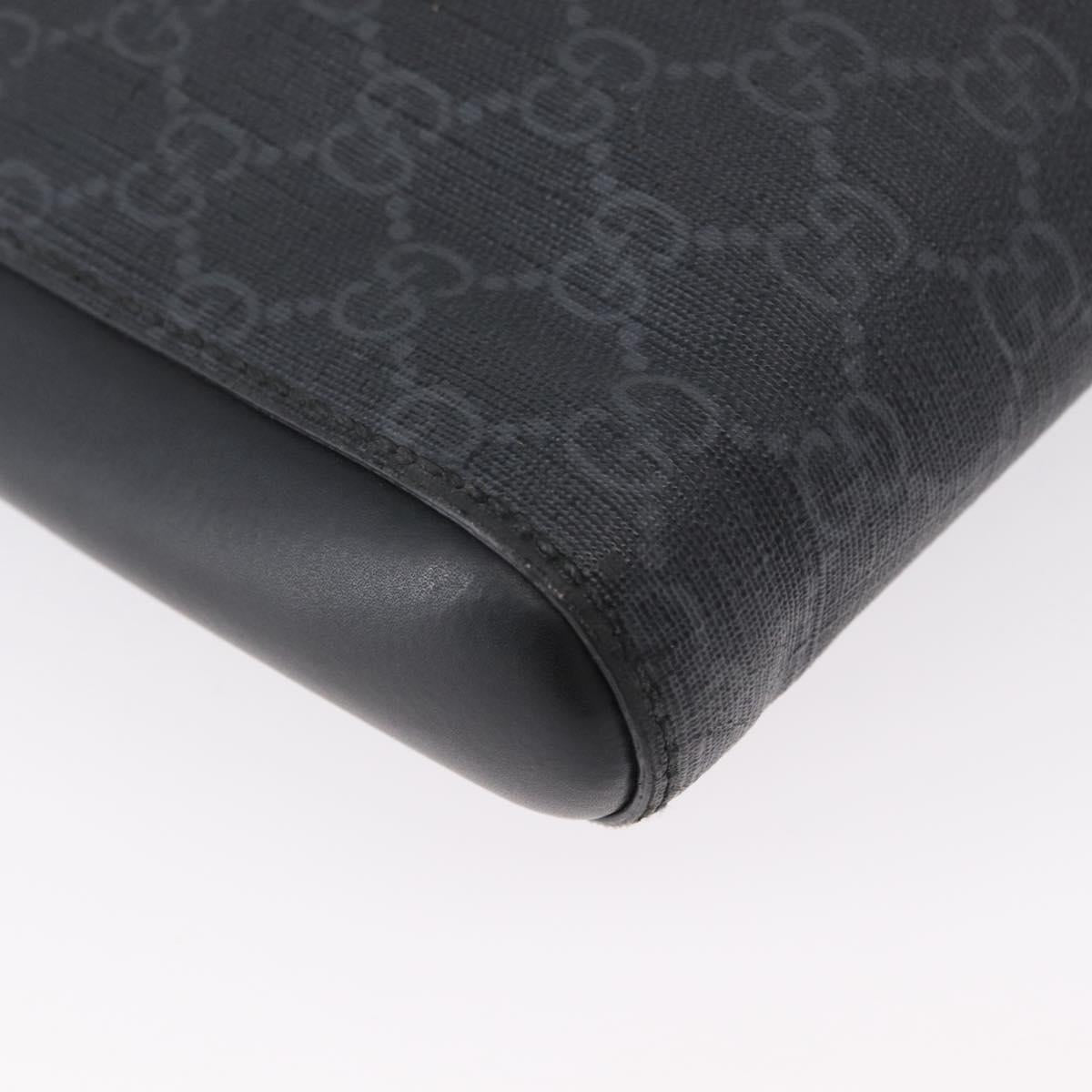 GUCCI GG Supreme Sherry Line Shoulder Bag PVC Black Silver 523599 Auth gh1751