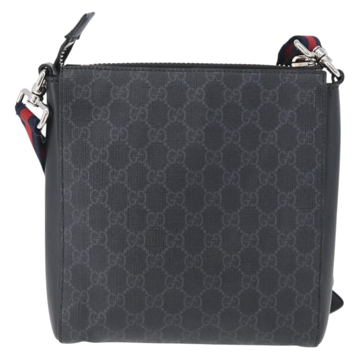GUCCI GG Supreme Sherry Line Shoulder Bag PVC Black Silver 523599 Auth gh1751