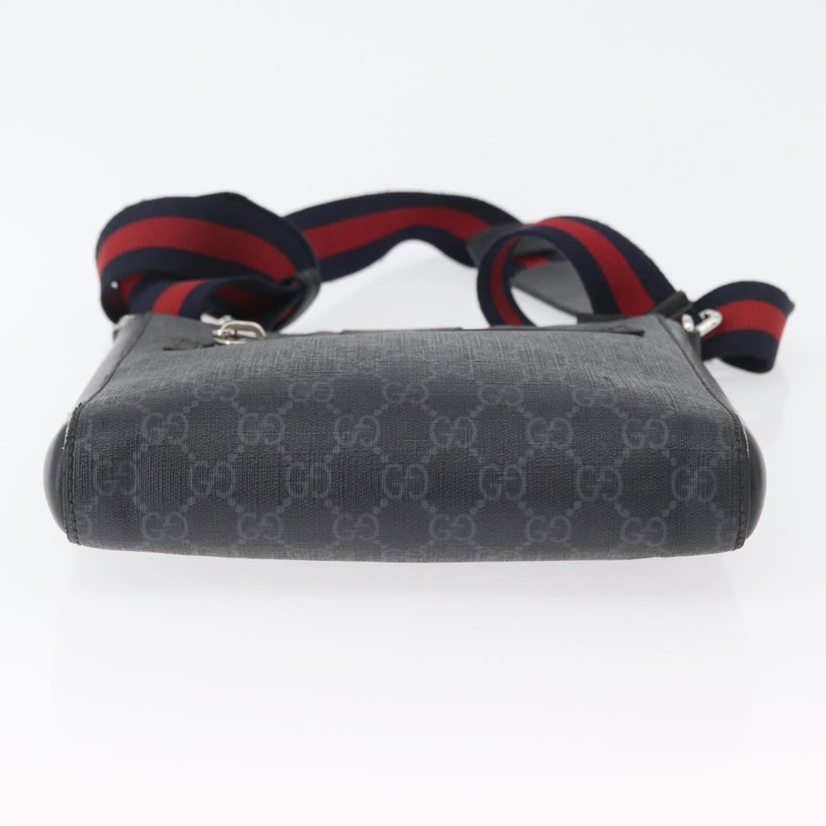GUCCI GG Supreme Sherry Line Shoulder Bag PVC Black Silver 523599 Auth gh1751