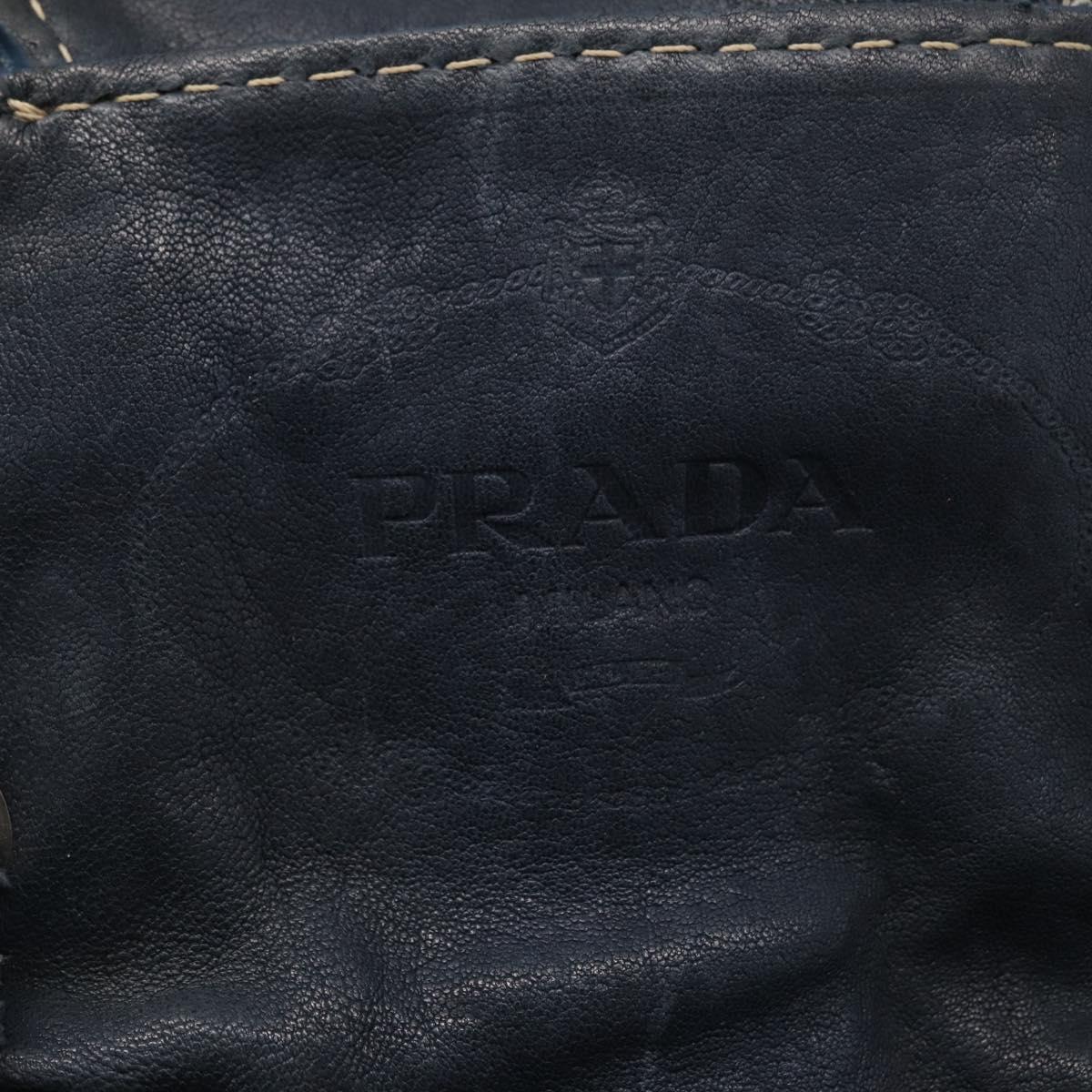 PRADA Chain Shoulder Bag Denim Blue Silver Auth gh1755V