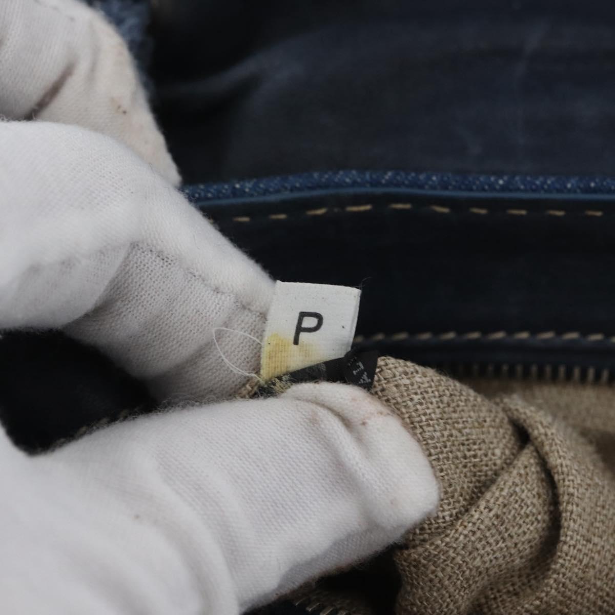 PRADA Chain Shoulder Bag Denim Blue Silver Auth gh1755V