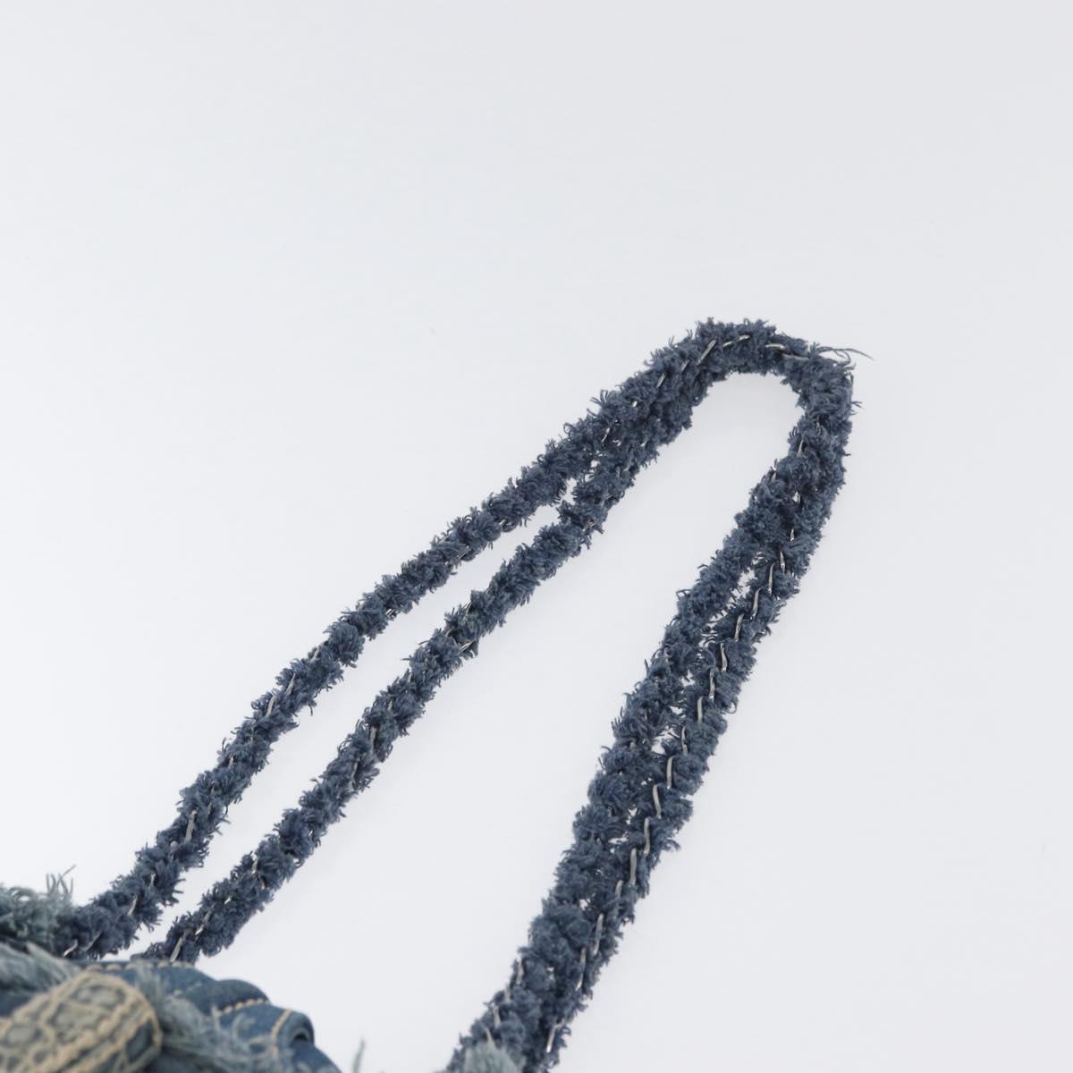 PRADA Chain Shoulder Bag Denim Blue Silver Auth gh1755V