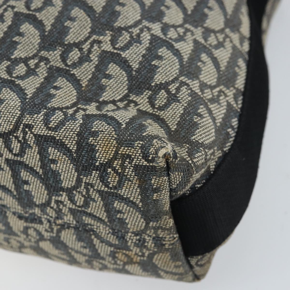 Christian Dior Trotter Canvas Shoulder Bag Navy Silver Auth gh1756