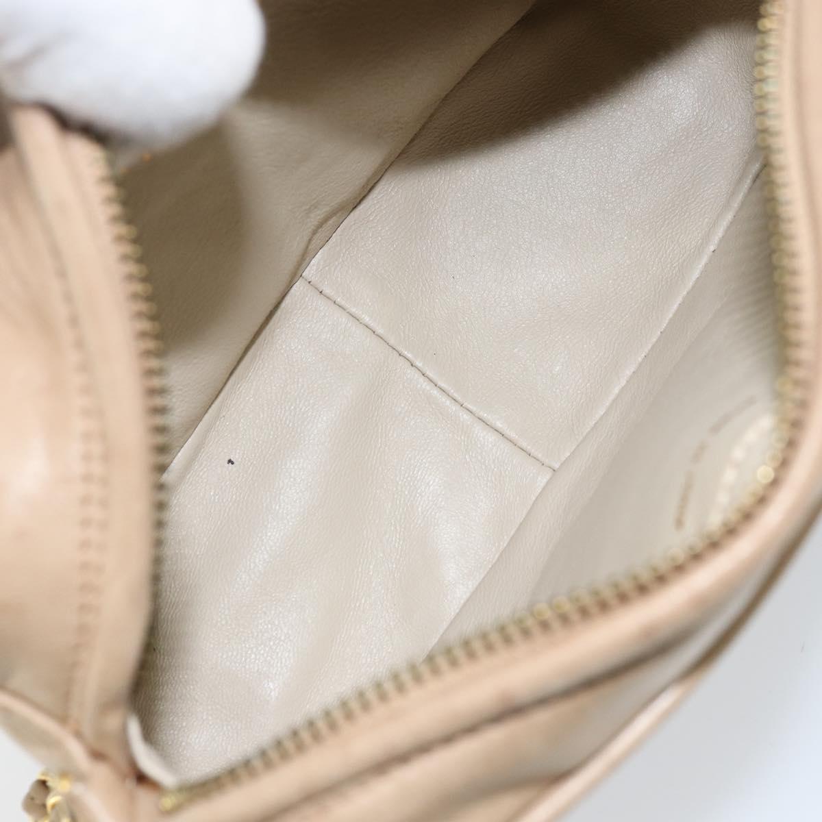 CHANEL Matelasse Chain Shoulder Bag Lamb Skin Beige Gold CC Auth gh1759