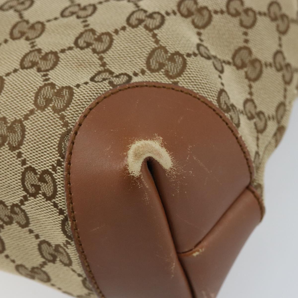 GUCCI GG Canvas Shoulder Bag Beige Silver 337598 Auth gh1763