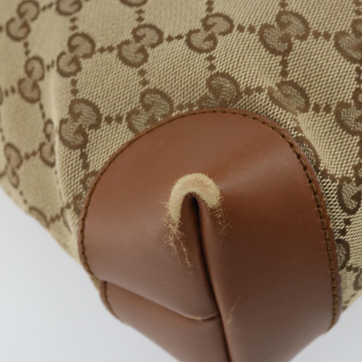 GUCCI GG Canvas Shoulder Bag Beige Silver 337598 Auth gh1763