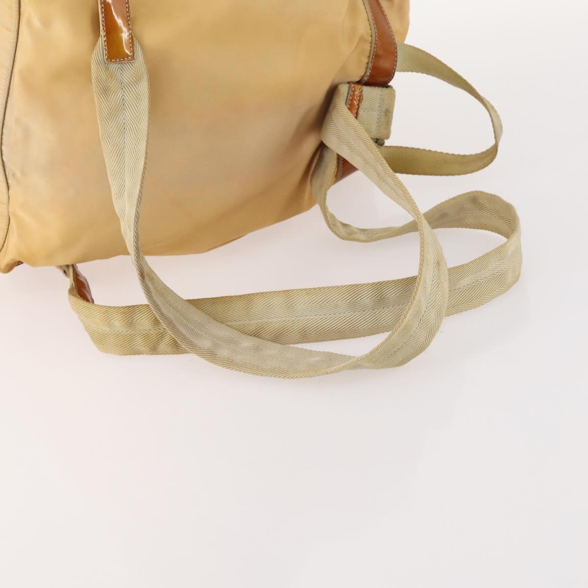 PRADA Backpack Nylon Beige Silver Auth gh1768