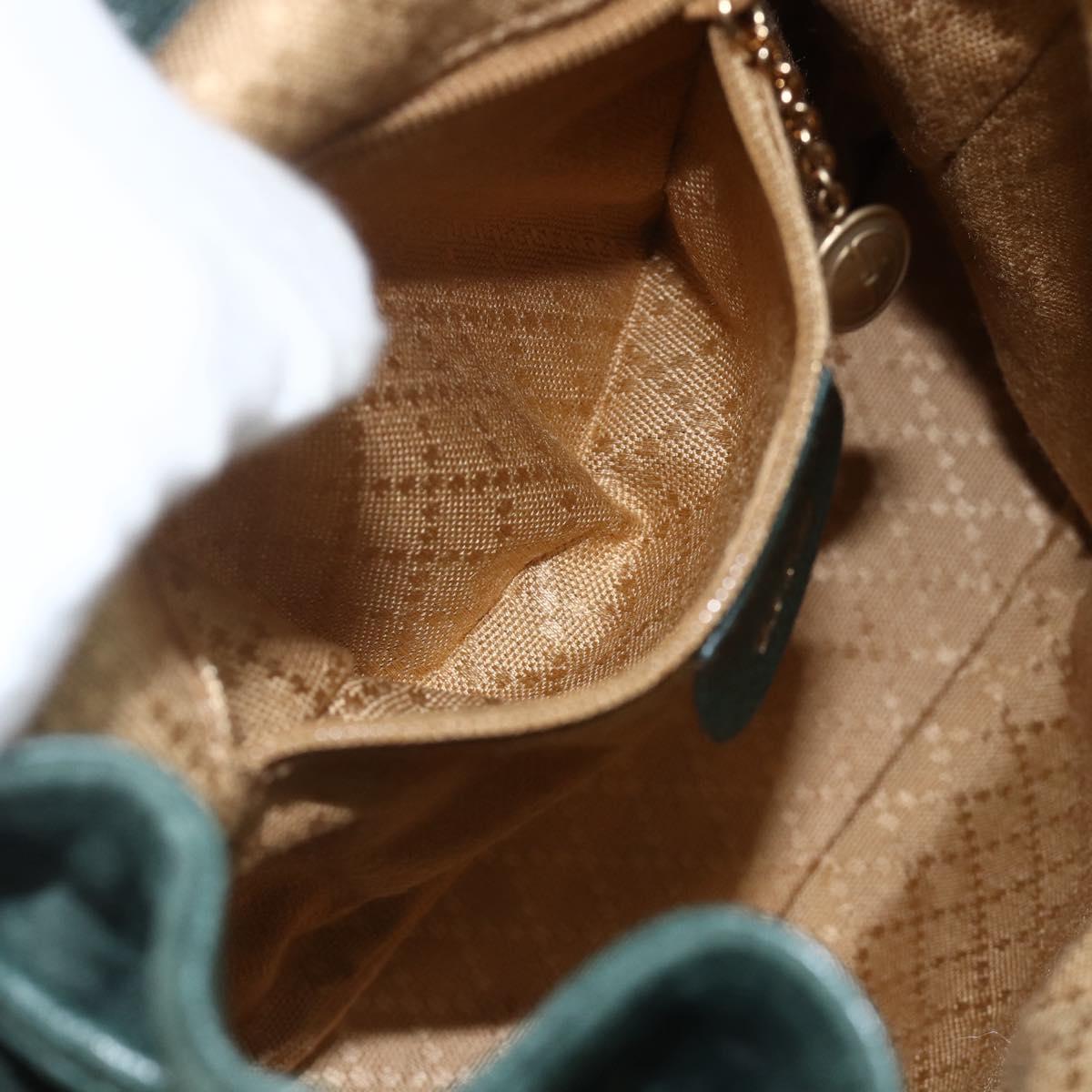 GUCCI Bamboo Backpack Suede Leather Green Gold Auth gh1772