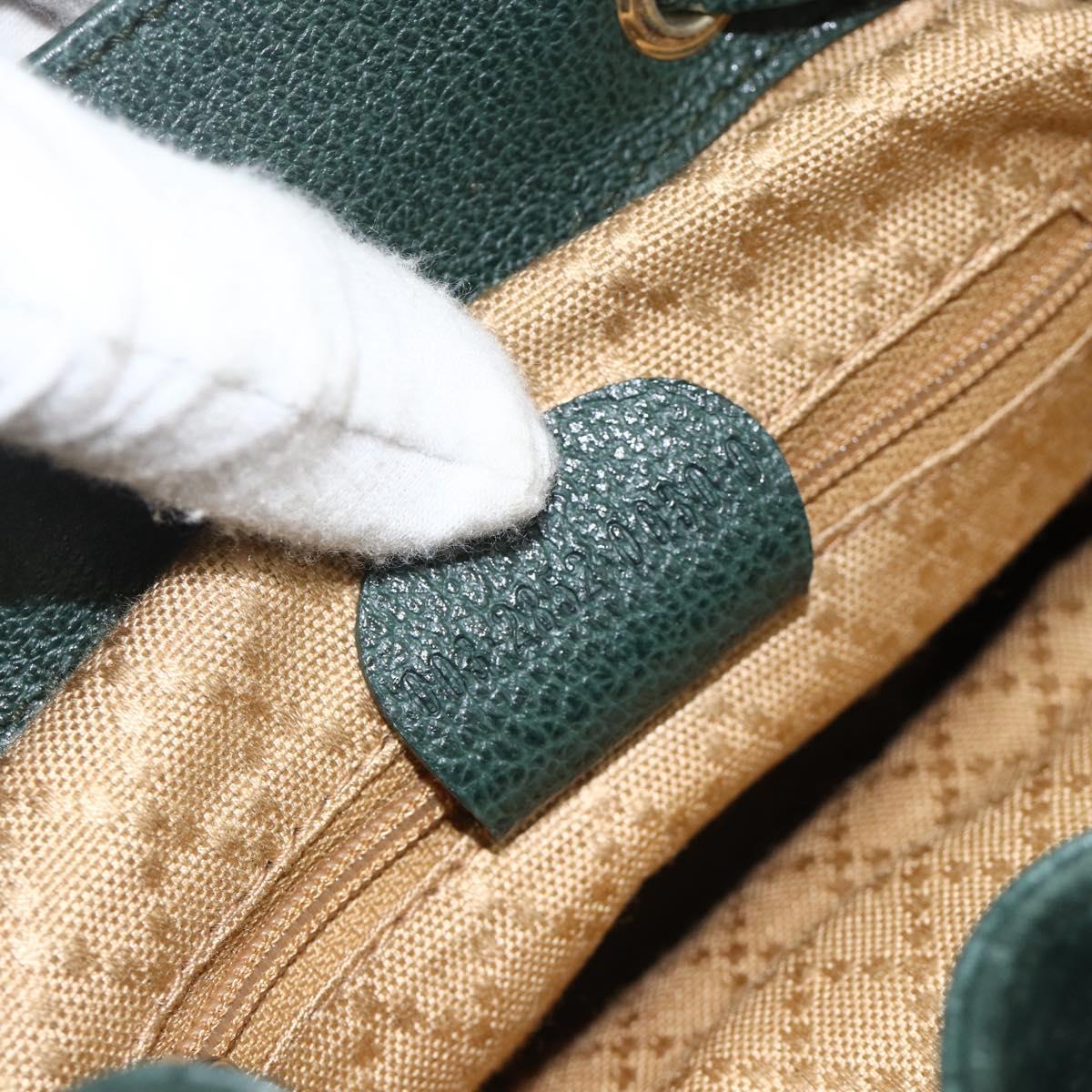 GUCCI Bamboo Backpack Suede Leather Green Gold Auth gh1772