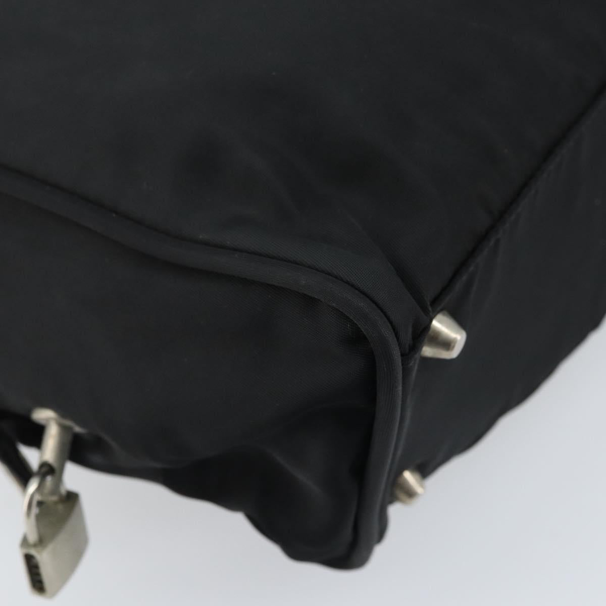 PRADA Hand Bag Nylon Black Silver Auth gh1778