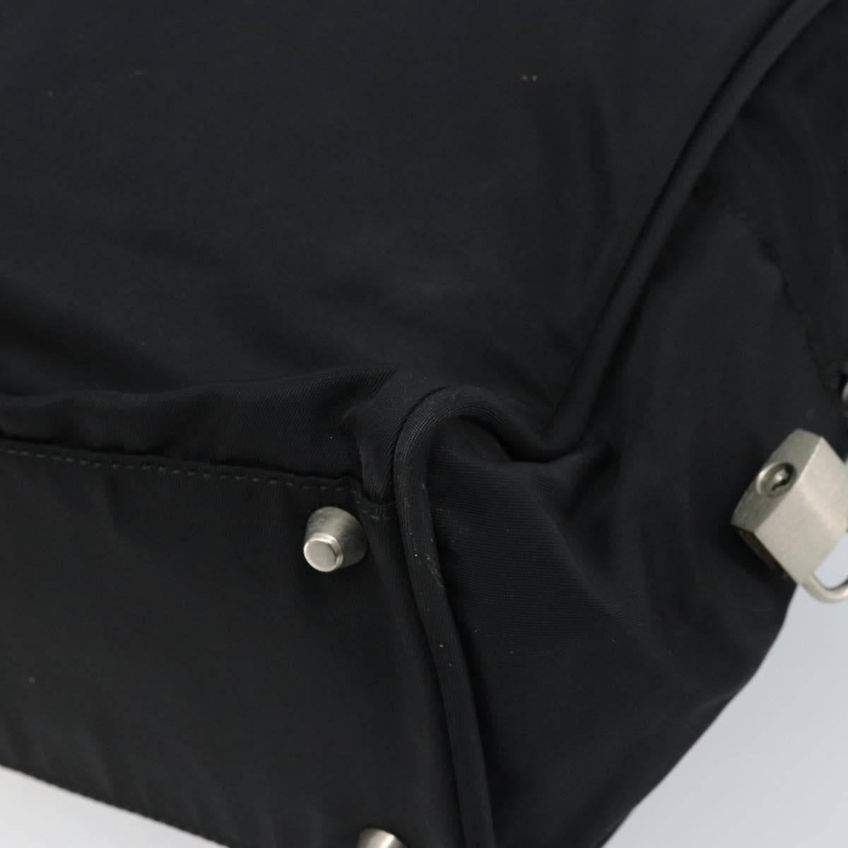 PRADA Hand Bag Nylon Black Silver Auth gh1778