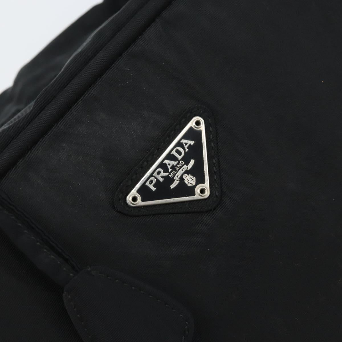 PRADA Hand Bag Nylon Black Silver Auth gh1778