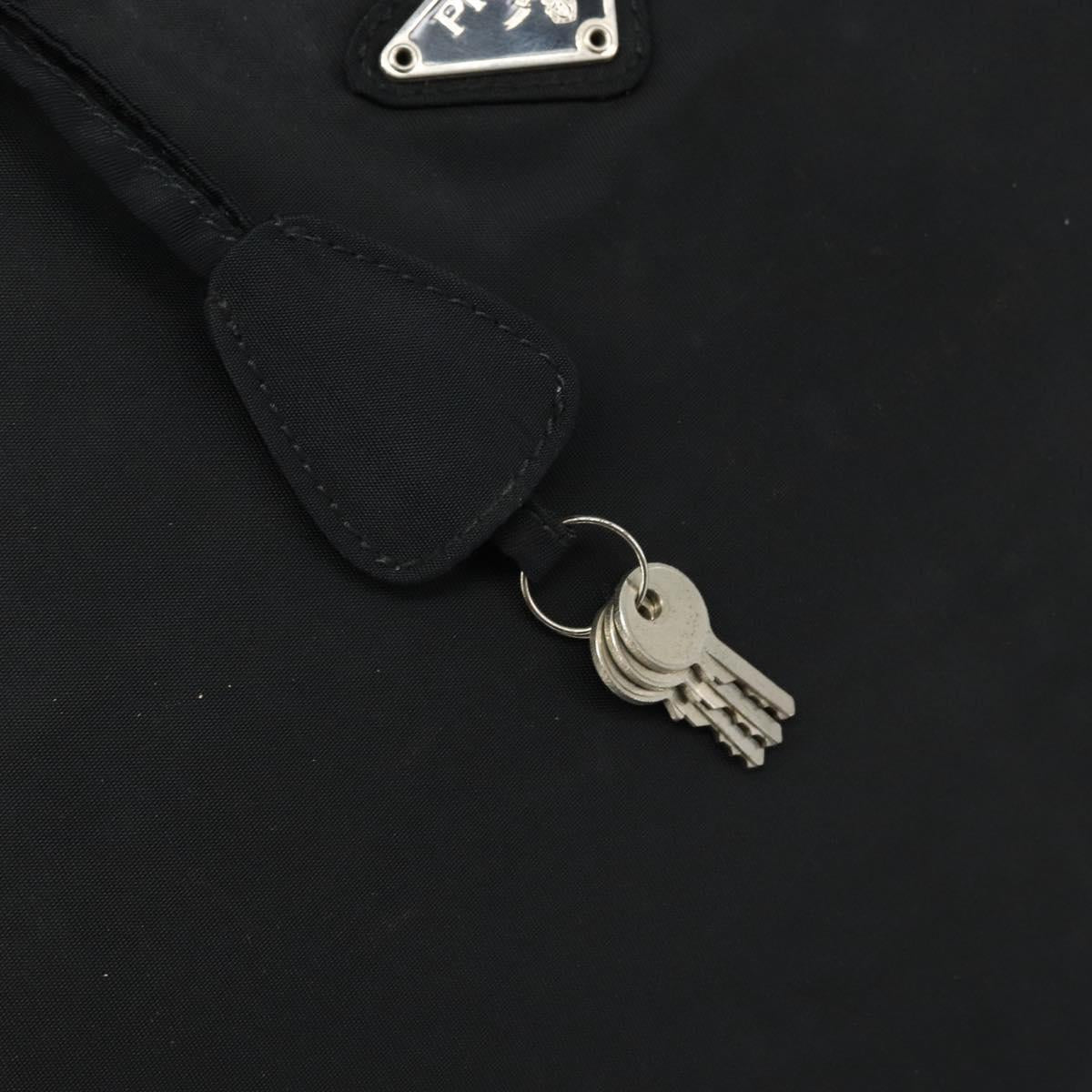 PRADA Hand Bag Nylon Black Silver Auth gh1778