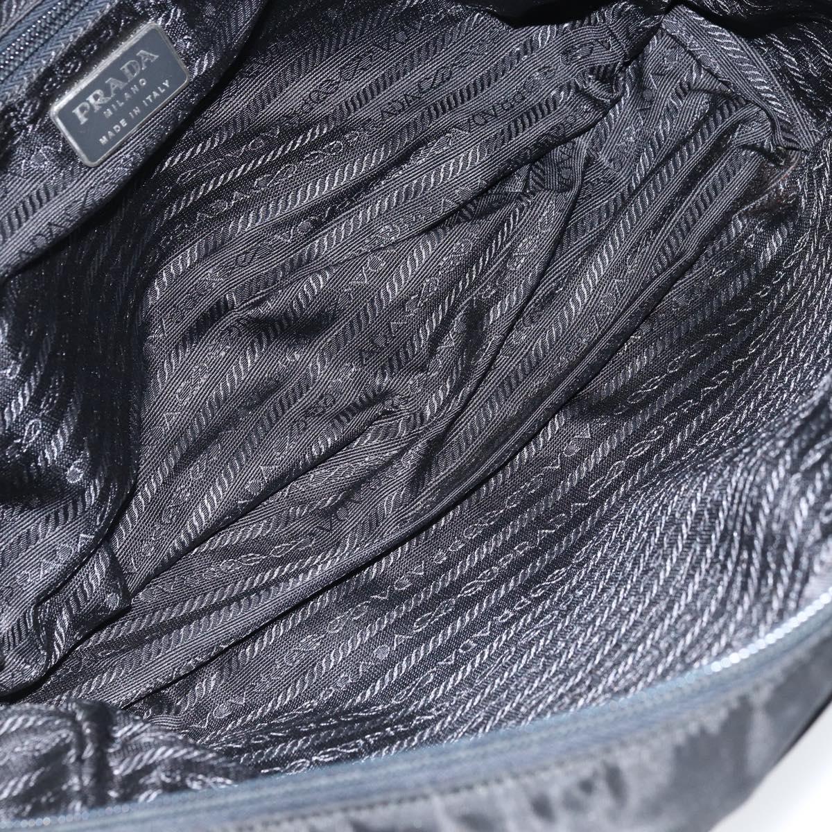 PRADA Hand Bag Nylon Black Silver Auth gh1778