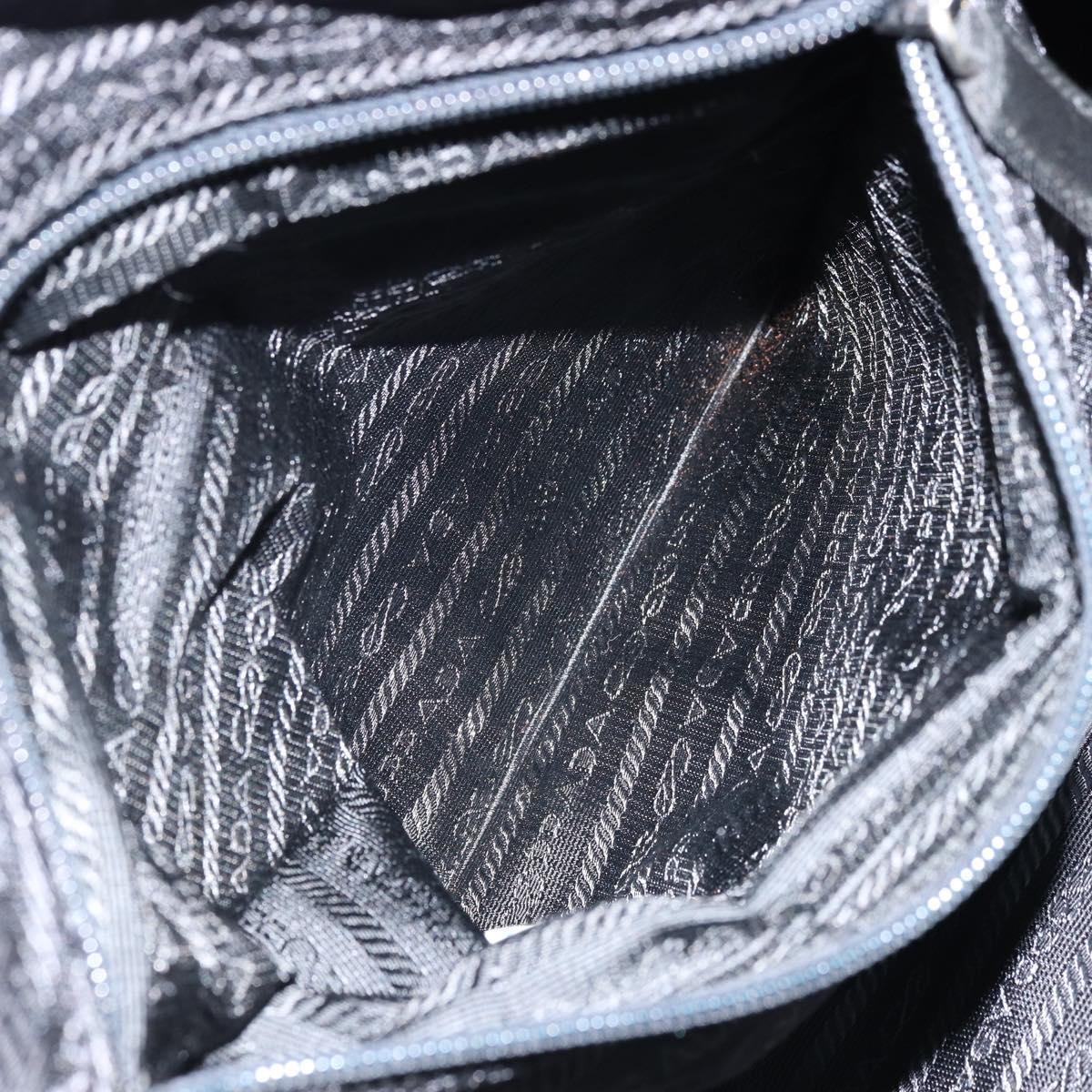 PRADA Hand Bag Nylon Black Silver Auth gh1778