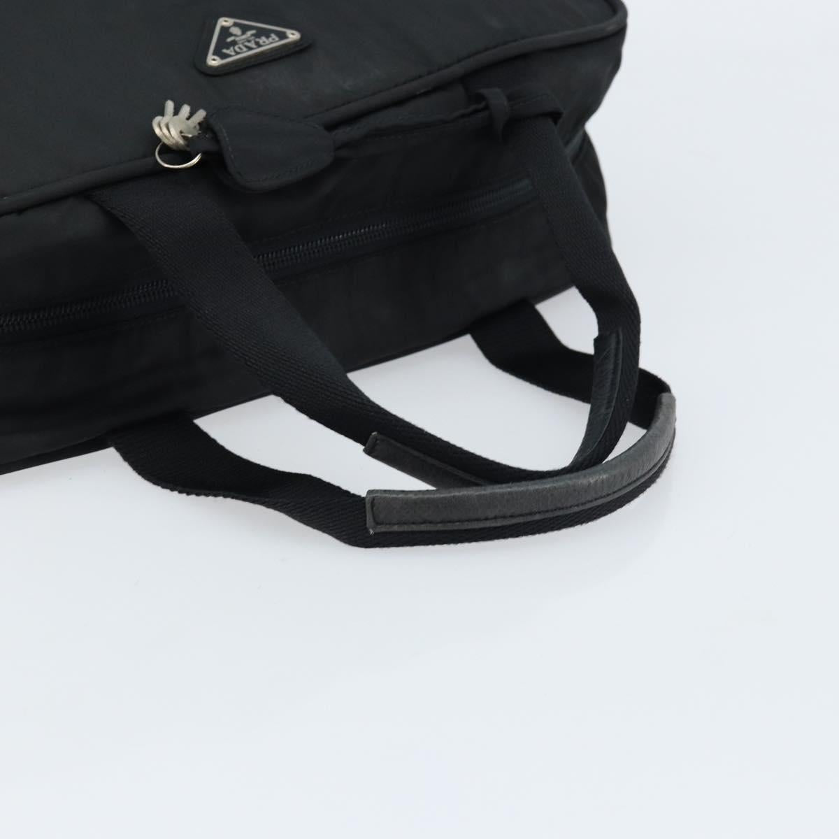 PRADA Hand Bag Nylon Black Silver Auth gh1778