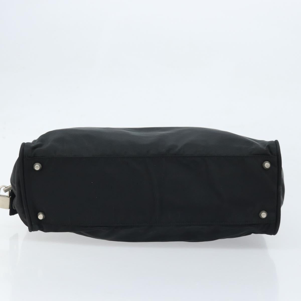 PRADA Hand Bag Nylon Black Silver Auth gh1778