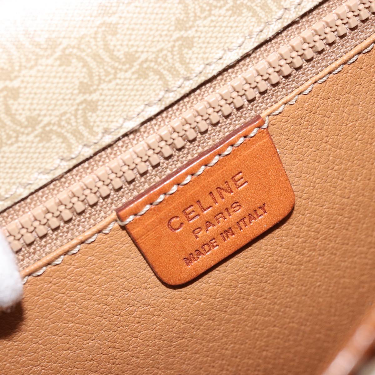 CELINE Macadam Canvas Shoulder Bag PVC Leather Beige Gold Auth gh1779