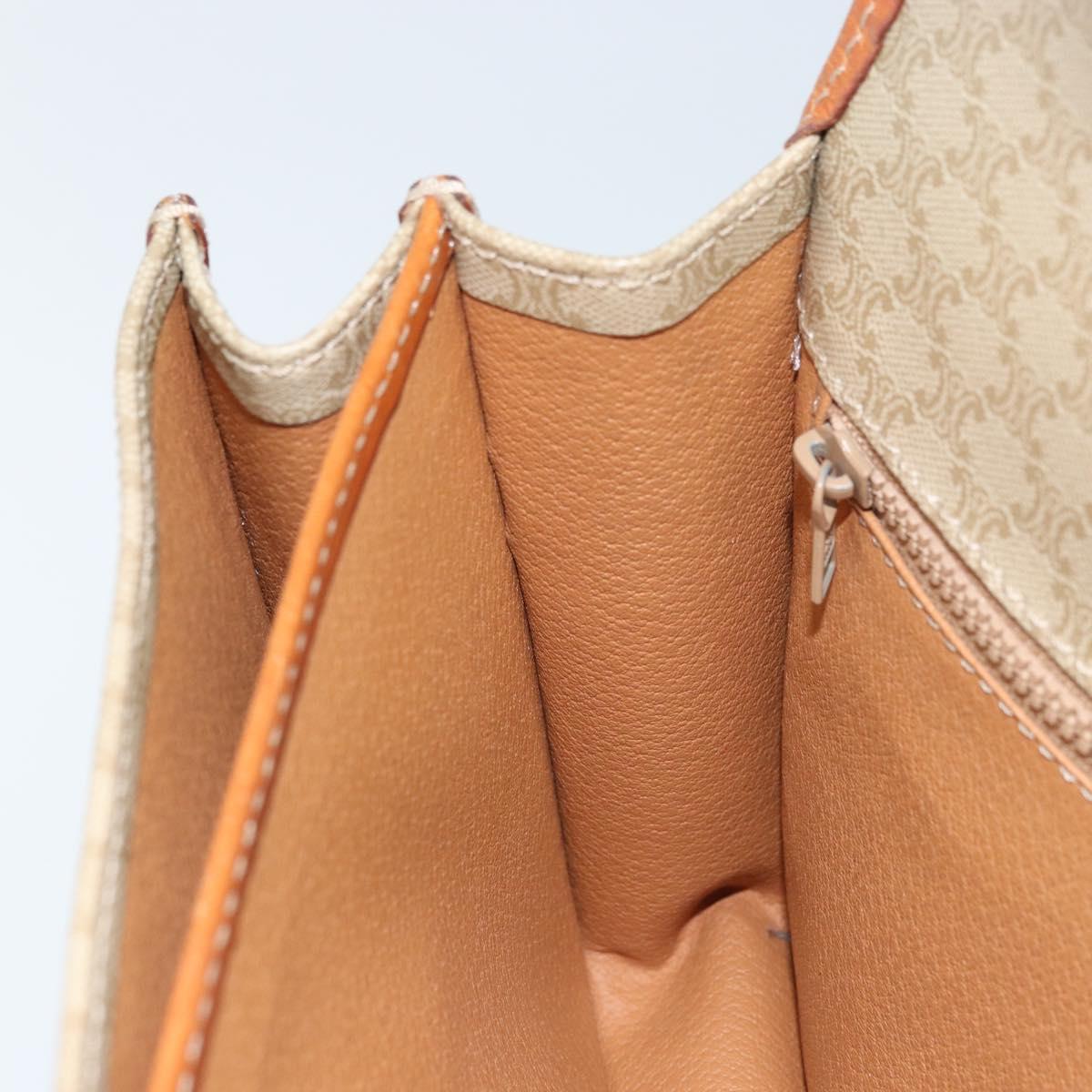 CELINE Macadam Canvas Shoulder Bag PVC Leather Beige Gold Auth gh1779