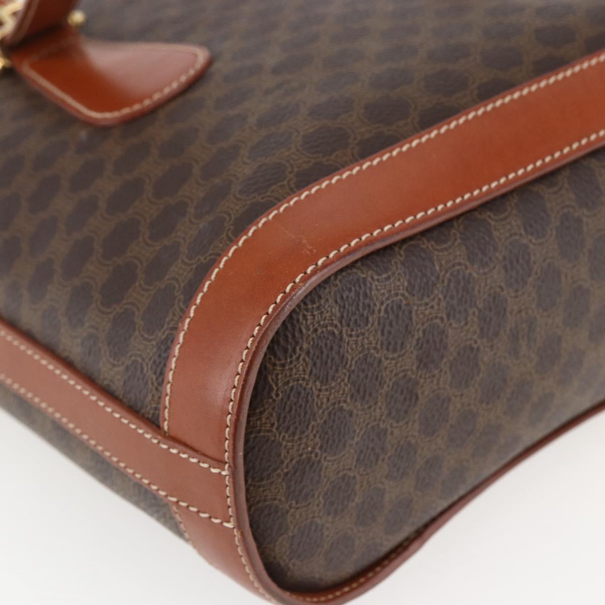 CELINE Macadam Canvas Hand Bag PVC Leather Brown Gold Auth gh1781