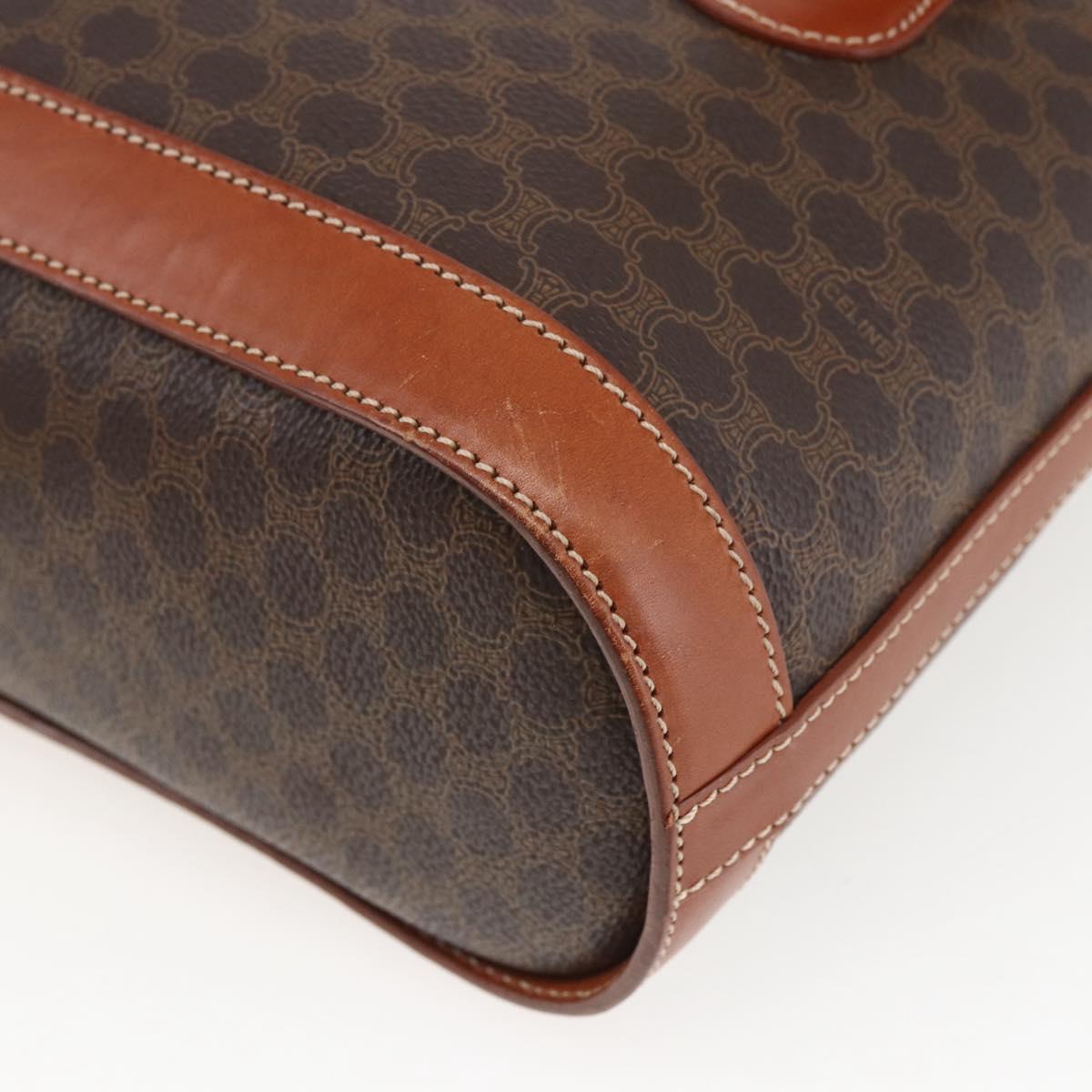 CELINE Macadam Canvas Hand Bag PVC Leather Brown Gold Auth gh1781