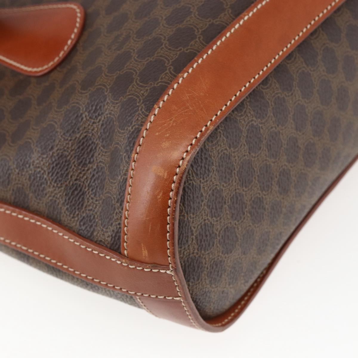 CELINE Macadam Canvas Hand Bag PVC Leather Brown Gold Auth gh1781
