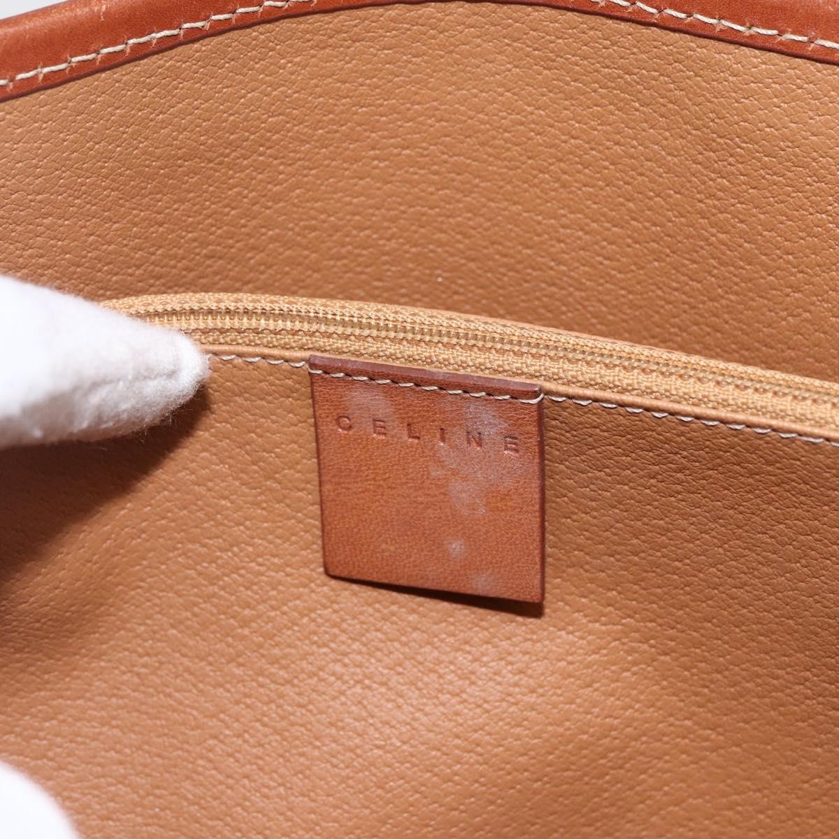 CELINE Macadam Canvas Hand Bag PVC Leather Brown Gold Auth gh1781