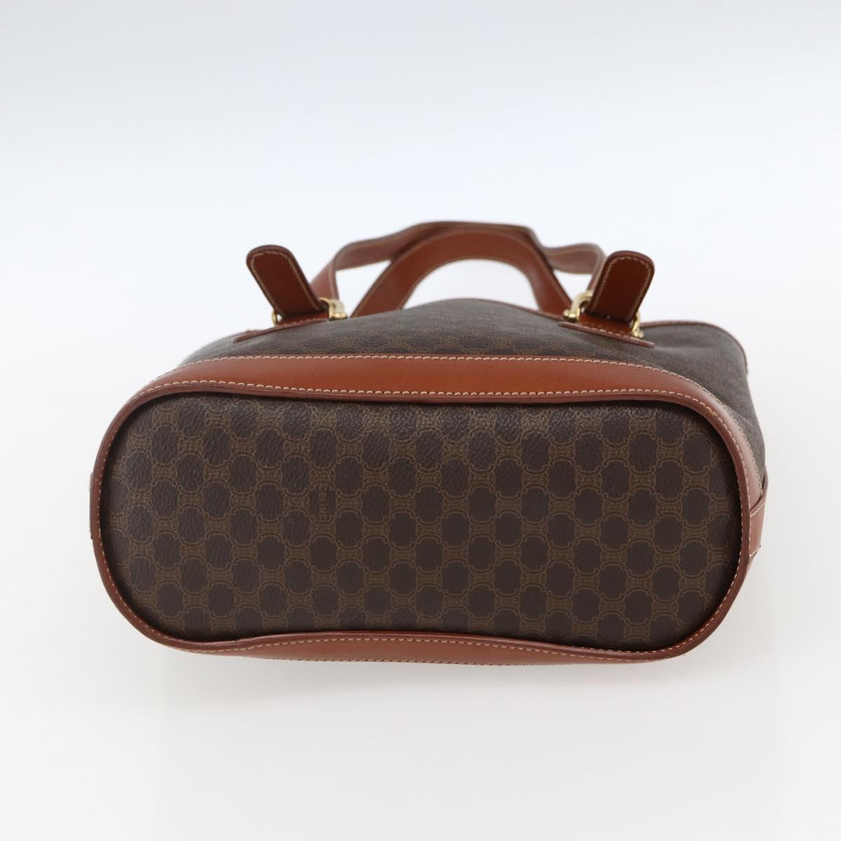 CELINE Macadam Canvas Hand Bag PVC Leather Brown Gold Auth gh1781