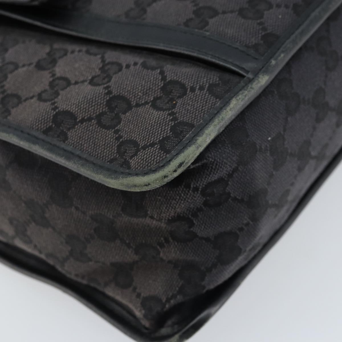 GUCCI GG Canvas Hand Bag Black Gold 000 0854 Auth gh1791