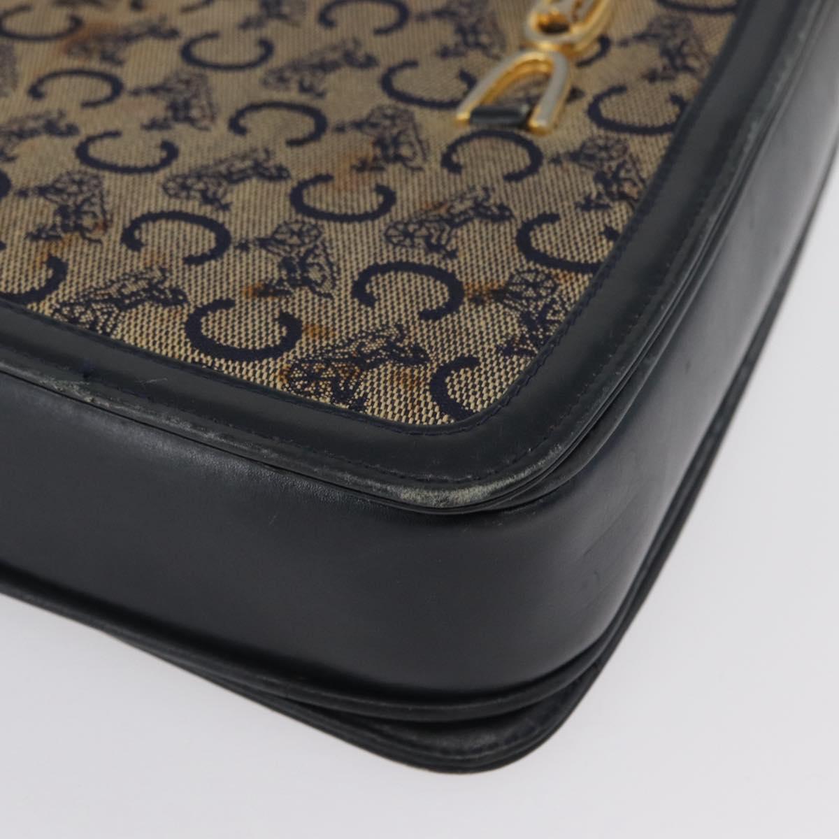 CELINE C Sulky Shoulder Bag Canvas Navy Gold Auth gh1796