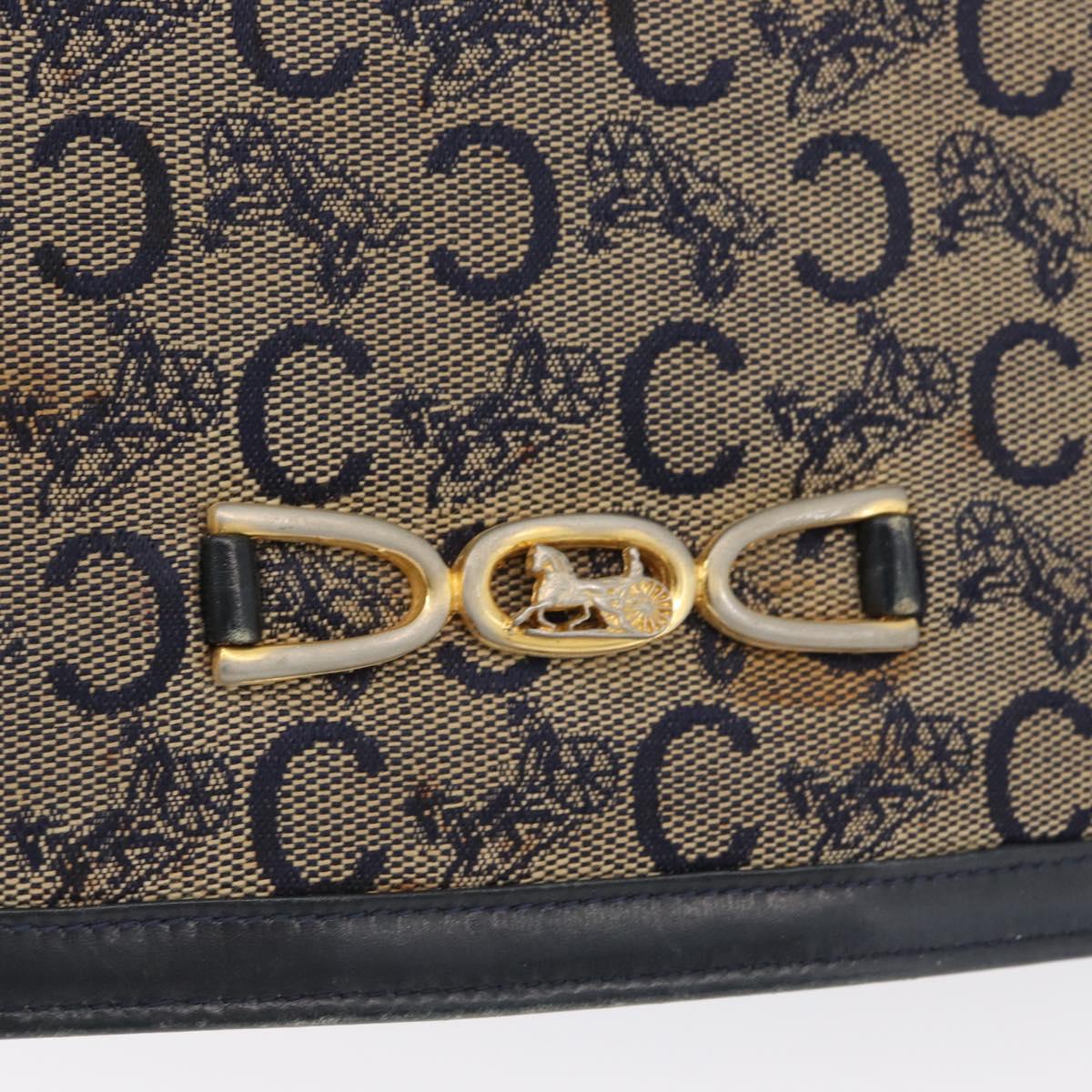 CELINE C Sulky Shoulder Bag Canvas Navy Gold Auth gh1796