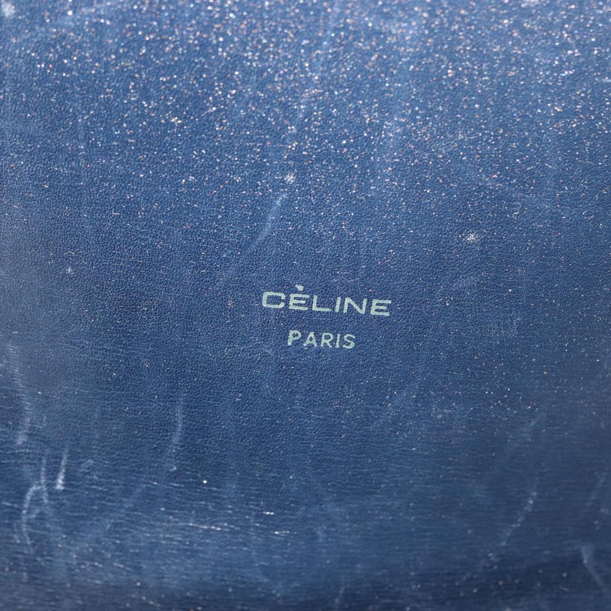 CELINE C Sulky Shoulder Bag Canvas Navy Gold Auth gh1796