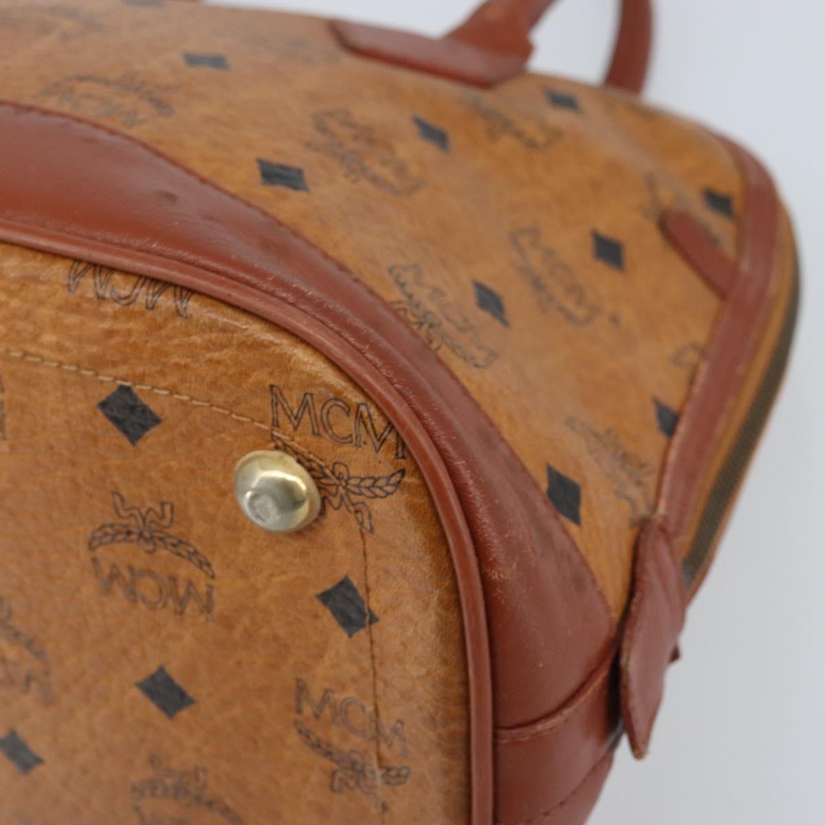 MCM Vicetos Logogram Hand Bag PVC Leather Brown Gold Auth gh1798