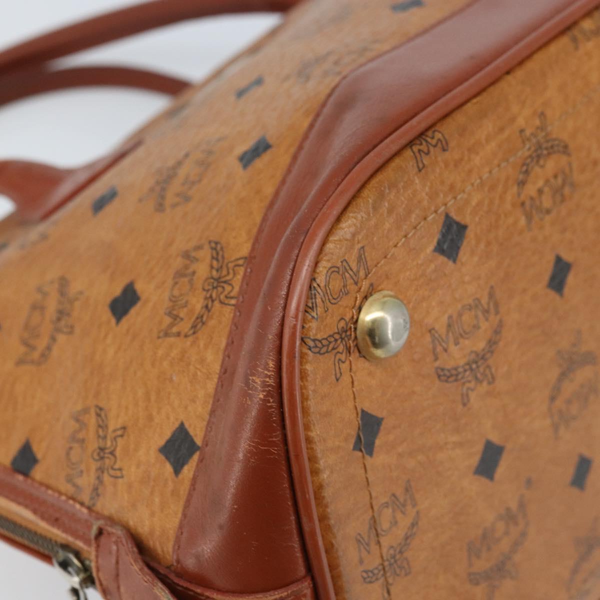 MCM Vicetos Logogram Hand Bag PVC Leather Brown Gold Auth gh1798