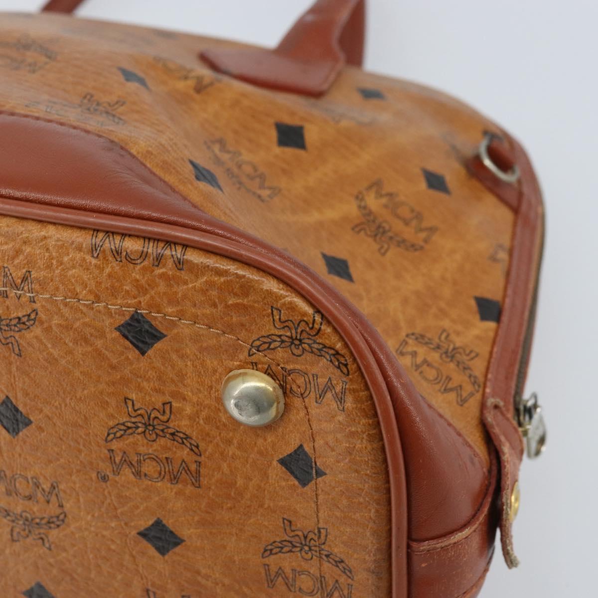 MCM Vicetos Logogram Hand Bag PVC Leather Brown Gold Auth gh1798
