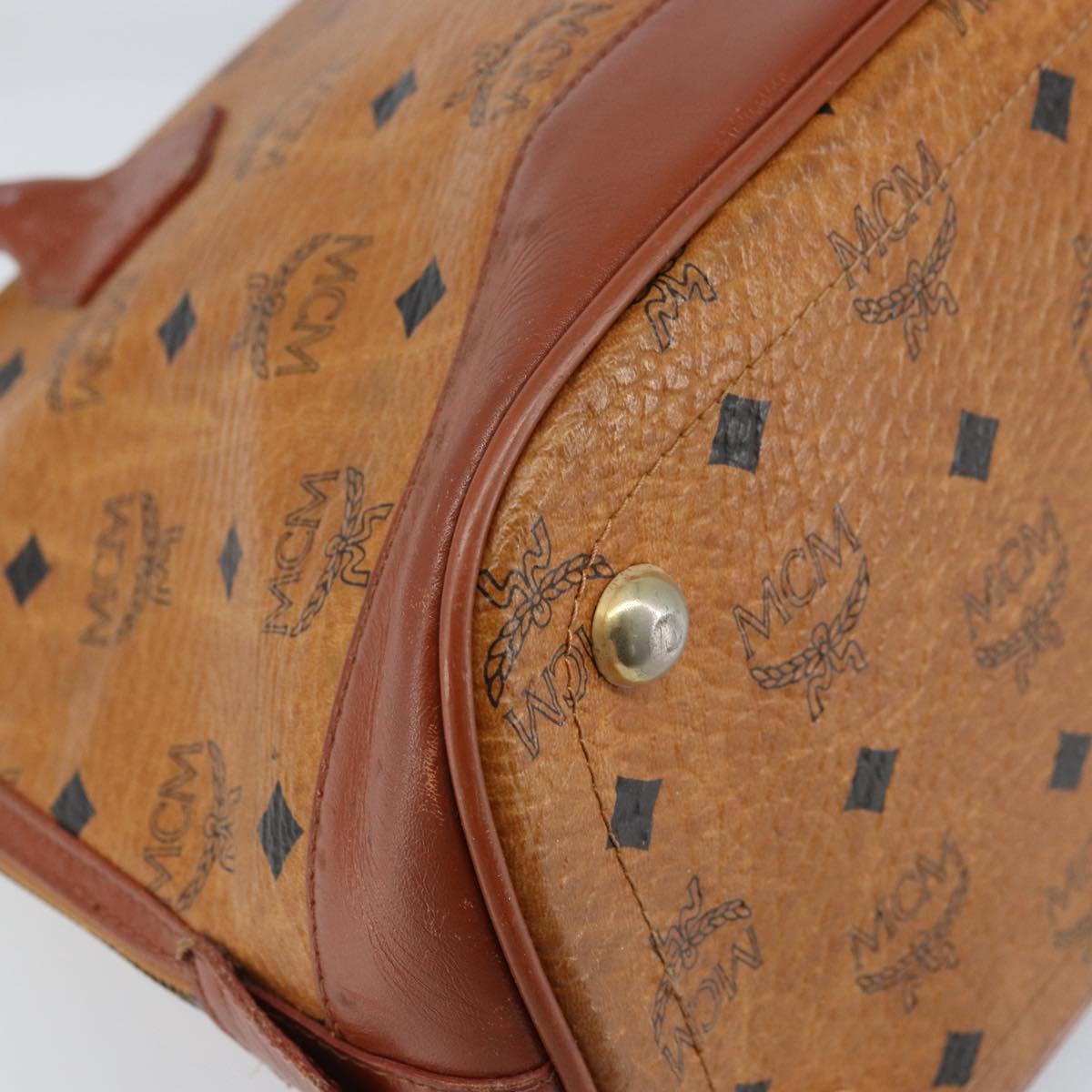 MCM Vicetos Logogram Hand Bag PVC Leather Brown Gold Auth gh1798
