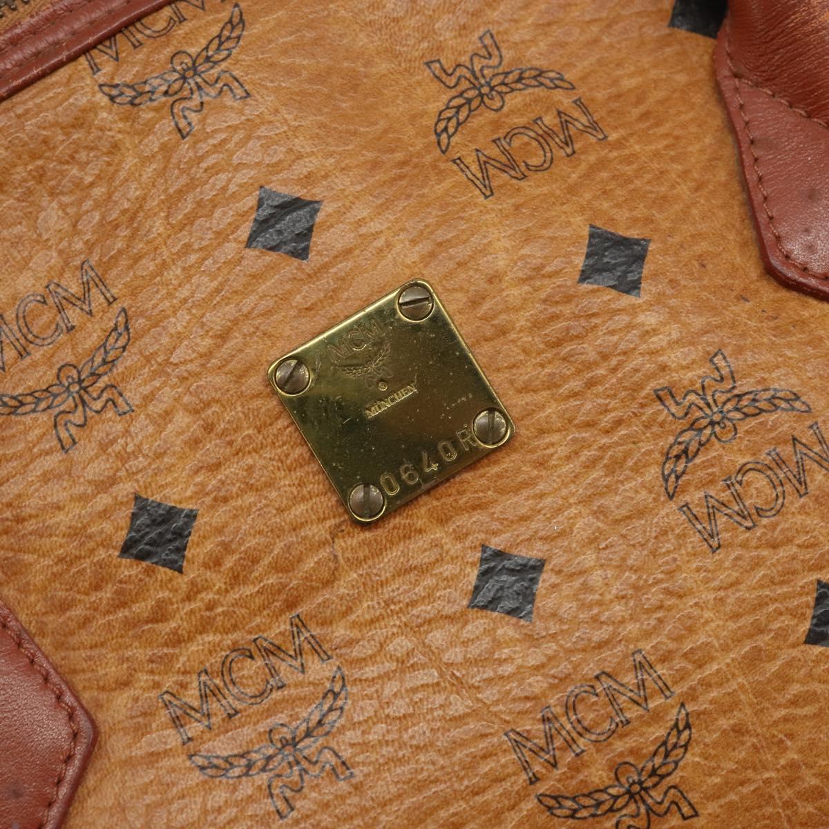 MCM Vicetos Logogram Hand Bag PVC Leather Brown Gold Auth gh1798