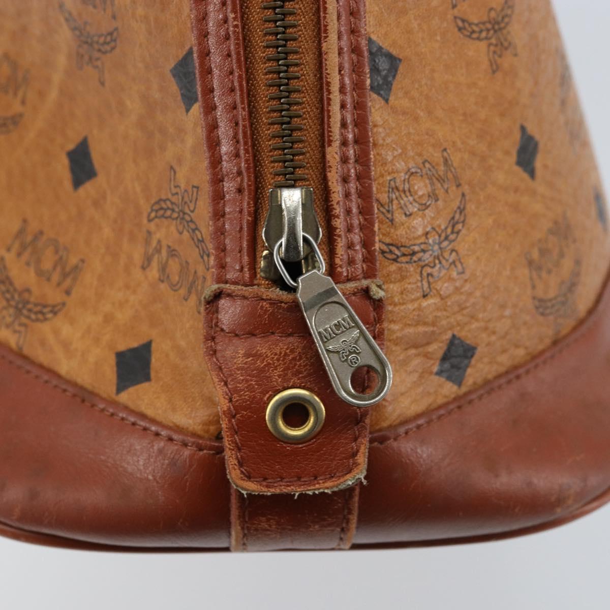 MCM Vicetos Logogram Hand Bag PVC Leather Brown Gold Auth gh1798