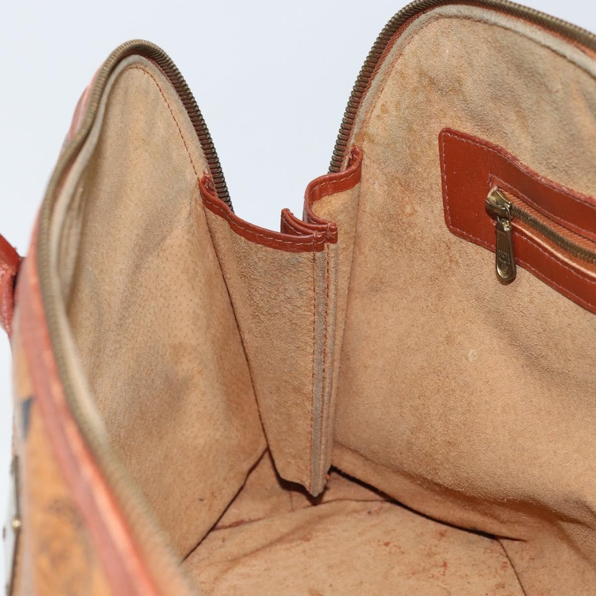 MCM Vicetos Logogram Hand Bag PVC Leather Brown Gold Auth gh1798