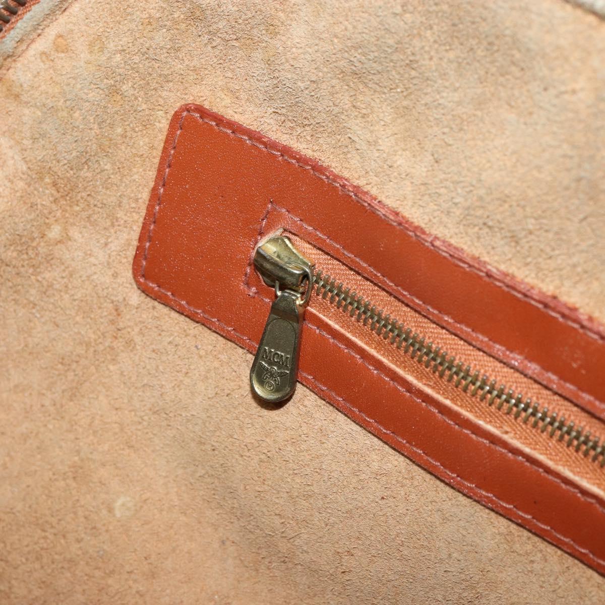 MCM Vicetos Logogram Hand Bag PVC Leather Brown Gold Auth gh1798