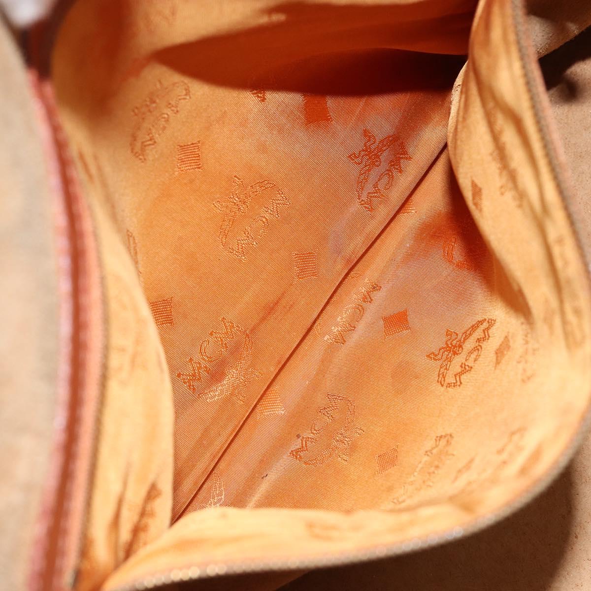 MCM Vicetos Logogram Hand Bag PVC Leather Brown Gold Auth gh1798