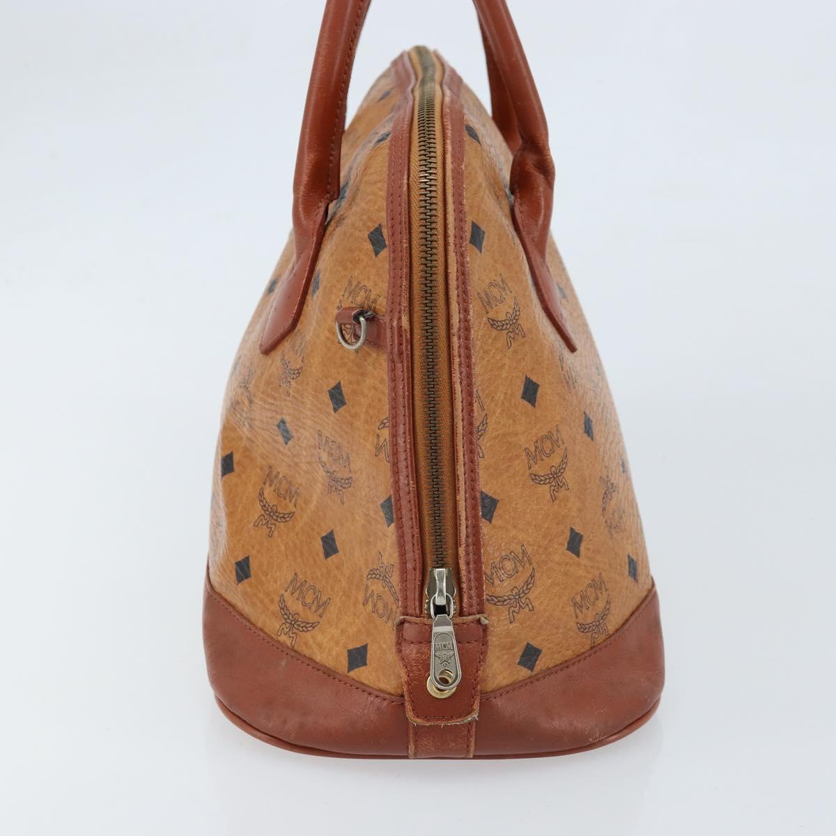 MCM Vicetos Logogram Hand Bag PVC Leather Brown Gold Auth gh1798